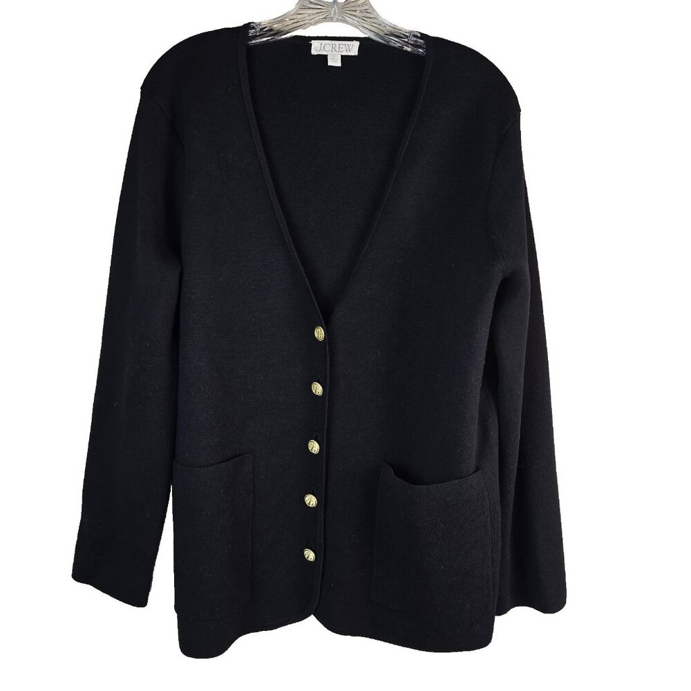 J.CREW Giselle Merino Wool Blend Cardigan Gold Anchor Buttons - Size Small BV316